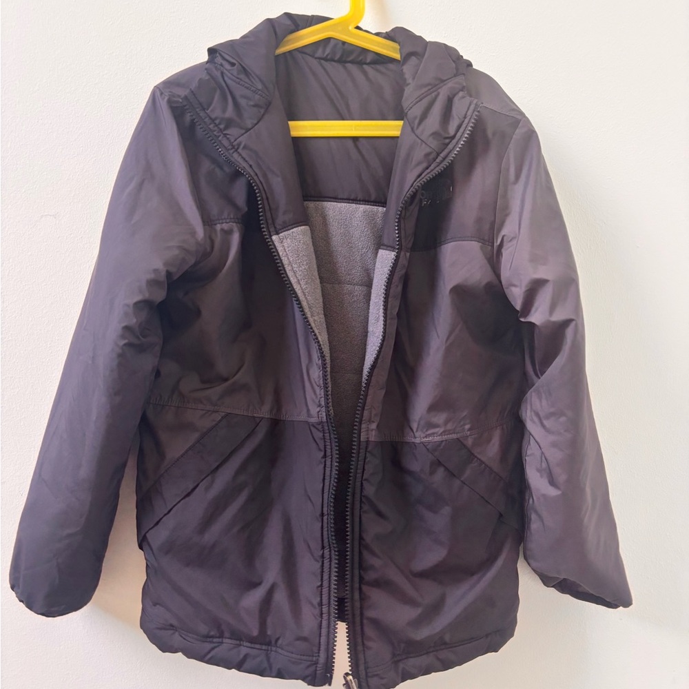 Northface reversible Black/gray Hooded Jacket